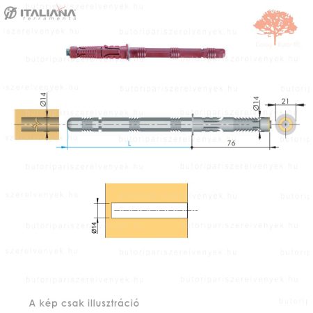 Italiana - 12mmx120mm-es rejtett polctartó