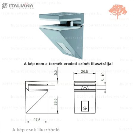 Italiana - fényes króm színű MINI tukán 5-10mm-es állíthatósággal