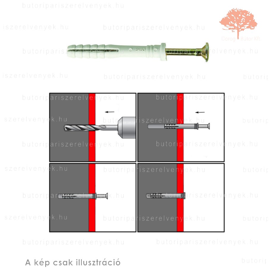 8x60mm-es univerzális beütő műanyag tipli 8x60mm-es univerzális beütő műanyag tipli
